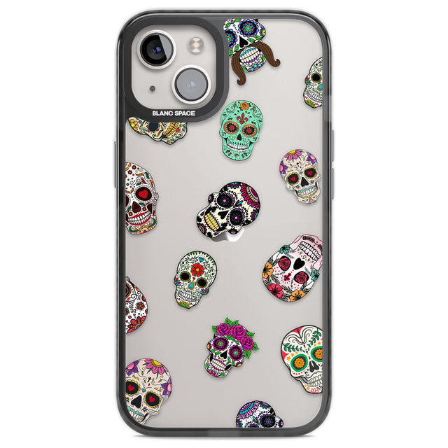 Mixed Sugar Skull Pattern Phone Case iPhone 13 / Black Impact Case,iPhone 12 Pro / Black Impact Case,iPhone 12 / Black Impact Case,iPhone 14 / Black Impact Case,iPhone 15 Plus / Black Impact Case,iPhone 15 / Black Impact Case Blanc Space