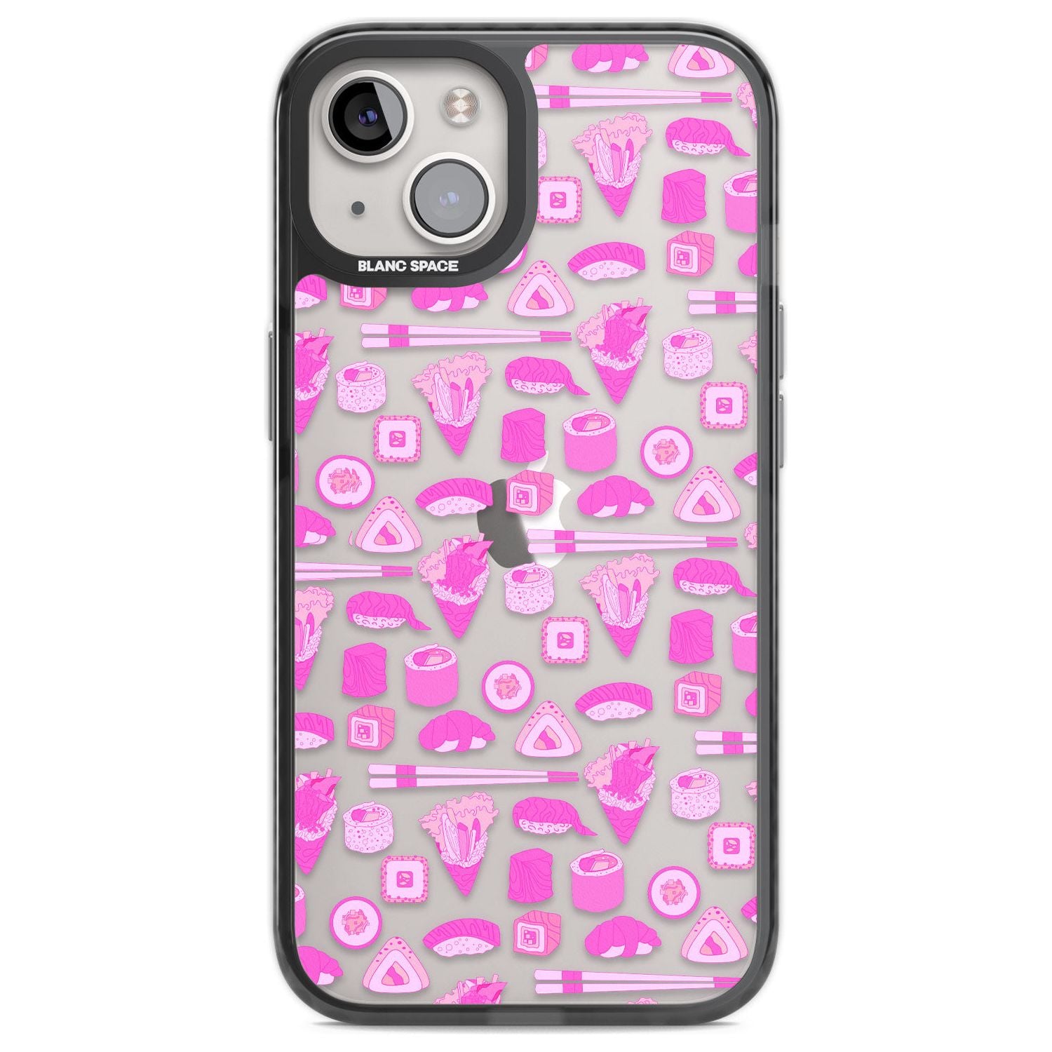 Bright Pink Sushi Pattern Phone Case iPhone 12 / Black Impact Case,iPhone 13 / Black Impact Case,iPhone 12 Pro / Black Impact Case,iPhone 14 / Black Impact Case,iPhone 15 Plus / Black Impact Case,iPhone 15 / Black Impact Case Blanc Space