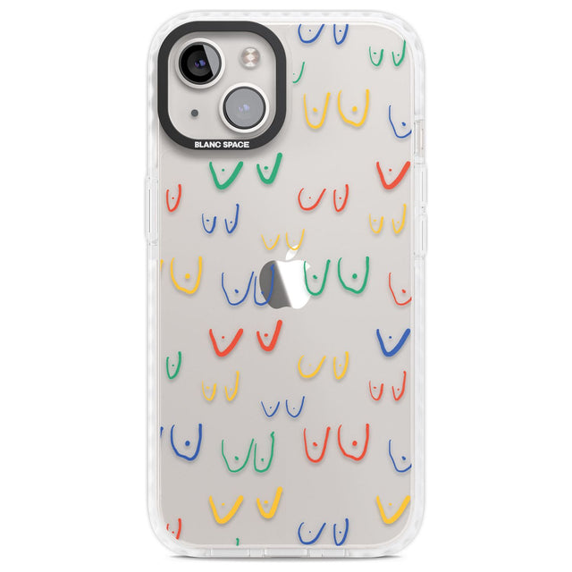 Free the boob (Mixed Colours) Phone Case iPhone 13 / Impact Case,iPhone 14 / Impact Case,iPhone 15 Plus / Impact Case,iPhone 15 / Impact Case Blanc Space