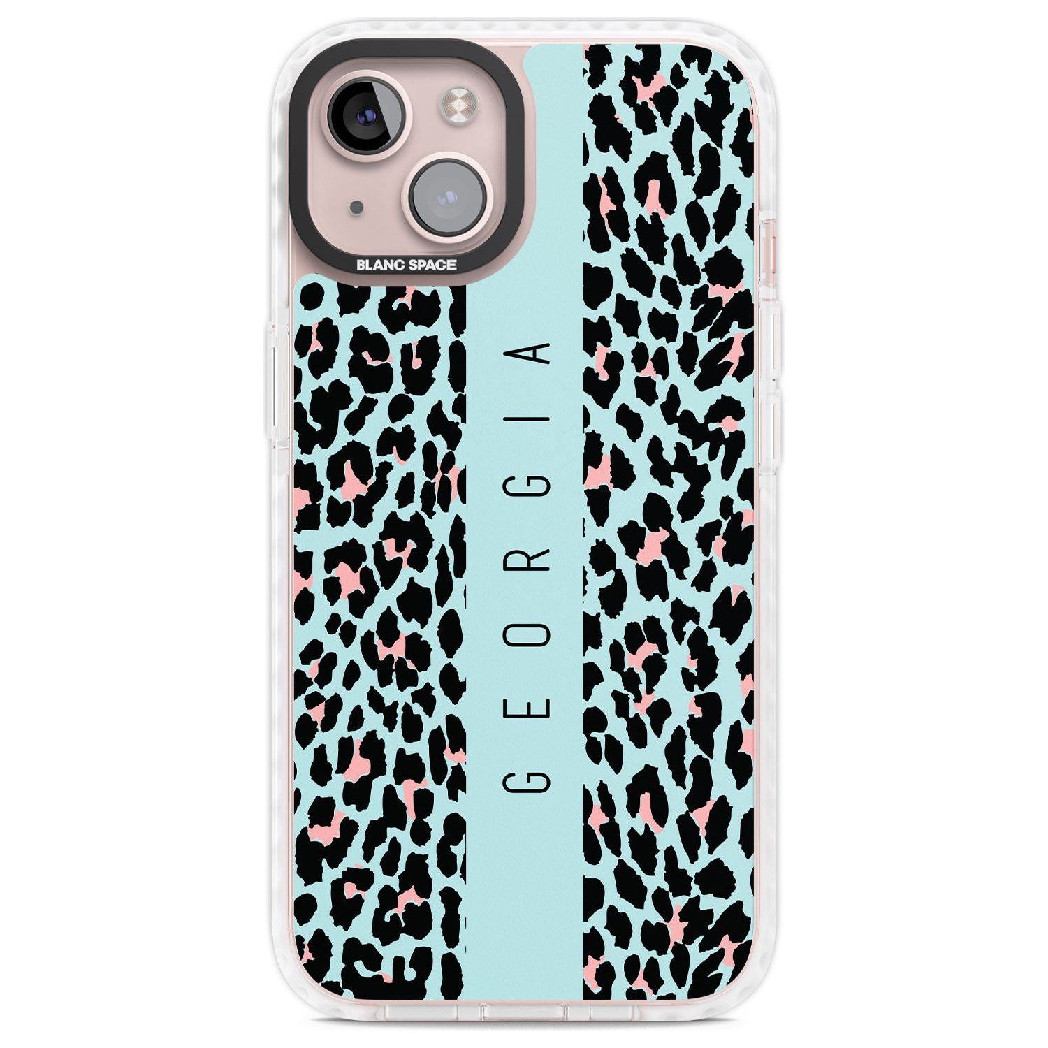 Personalised Blue Leopard Spots Custom Phone Case iPhone 13 / Impact Case,iPhone 14 / Impact Case,iPhone 15 Plus / Impact Case,iPhone 15 / Impact Case Blanc Space