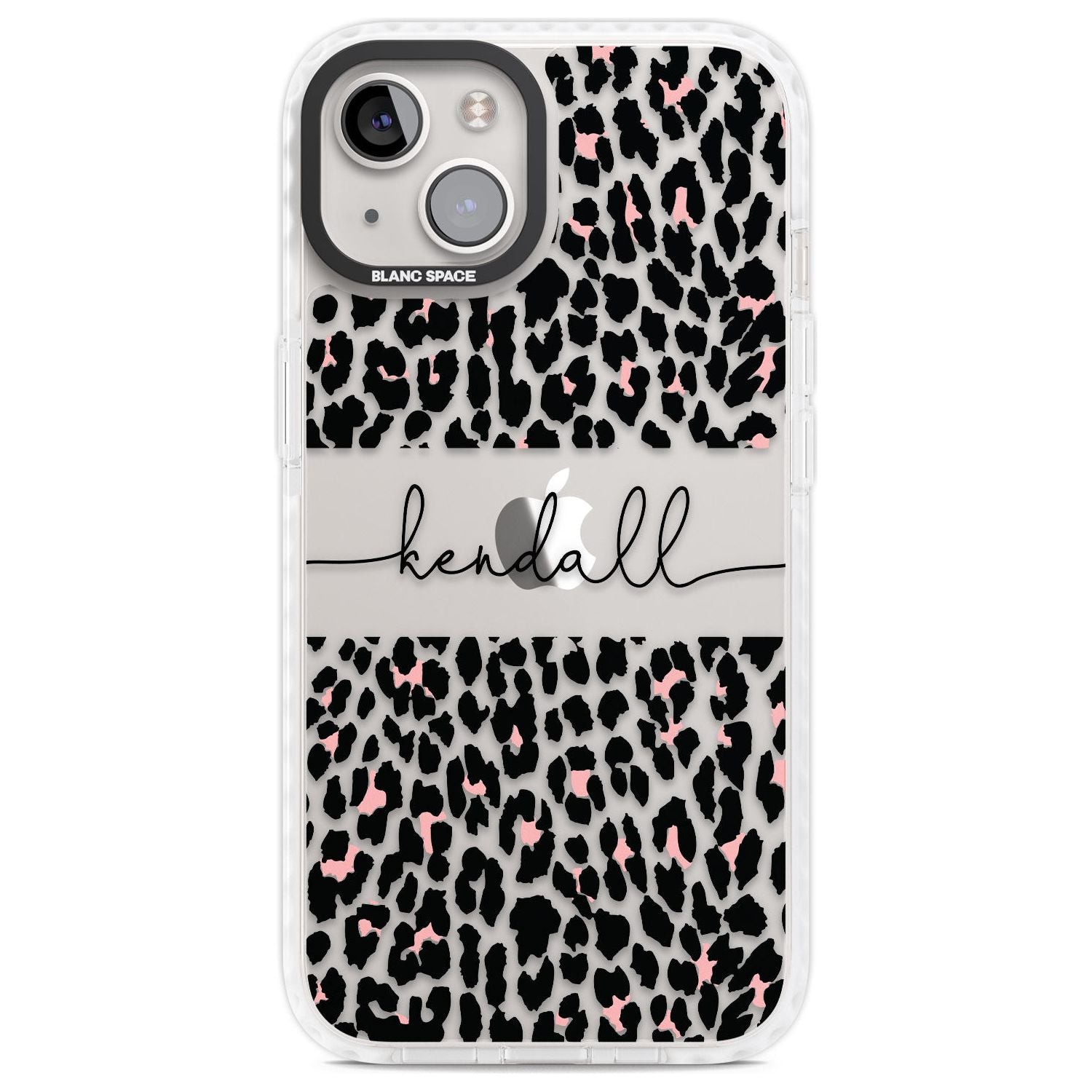 Personalised Pink & Cursive Leopard Spots Custom Phone Case iPhone 13 / Impact Case,iPhone 14 / Impact Case,iPhone 15 Plus / Impact Case,iPhone 15 / Impact Case Blanc Space