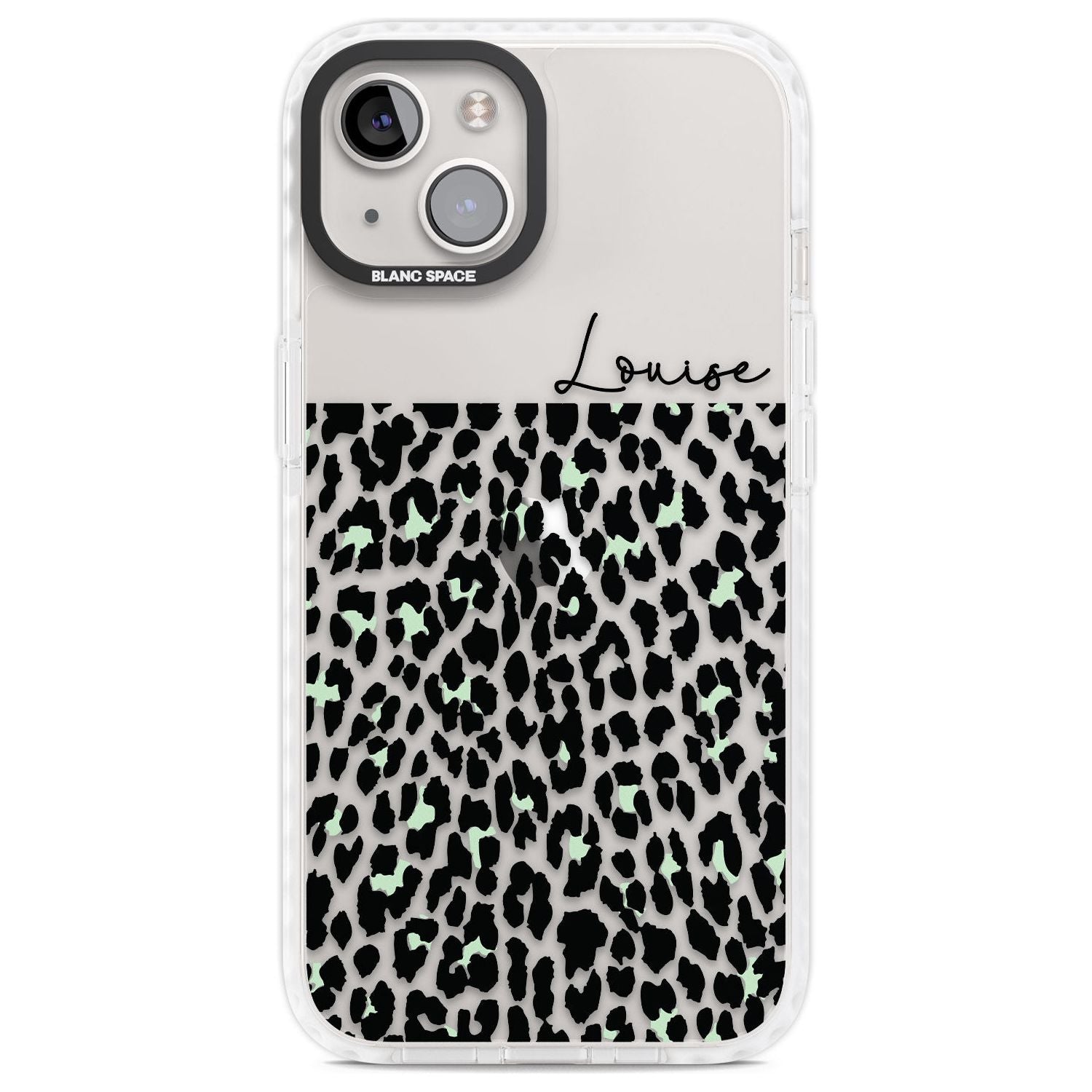 Personalised Seafoam Green & Cursive Leopard Spots