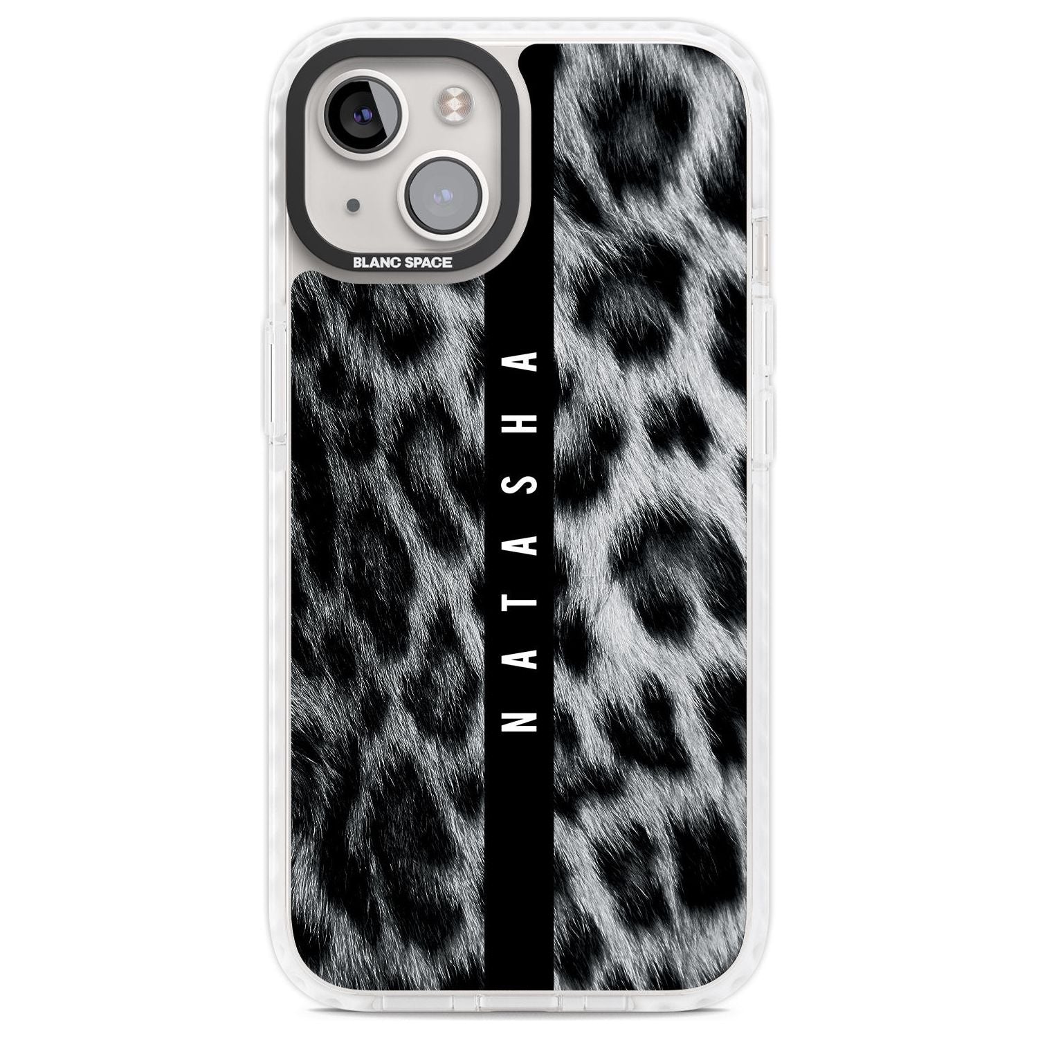 Personalised Snow Leopard Print Custom Phone Case iPhone 13 / Impact Case,iPhone 14 / Impact Case,iPhone 15 Plus / Impact Case,iPhone 15 / Impact Case Blanc Space