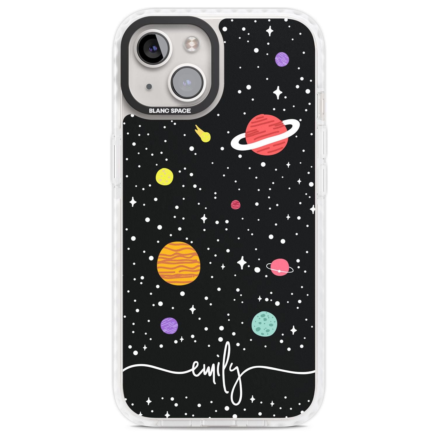 Personalised Cute Cartoon Planets Phone Case iPhone 13 / Impact Case,iPhone 14 / Impact Case,iPhone 15 Plus / Impact Case,iPhone 15 / Impact Case Blanc Space