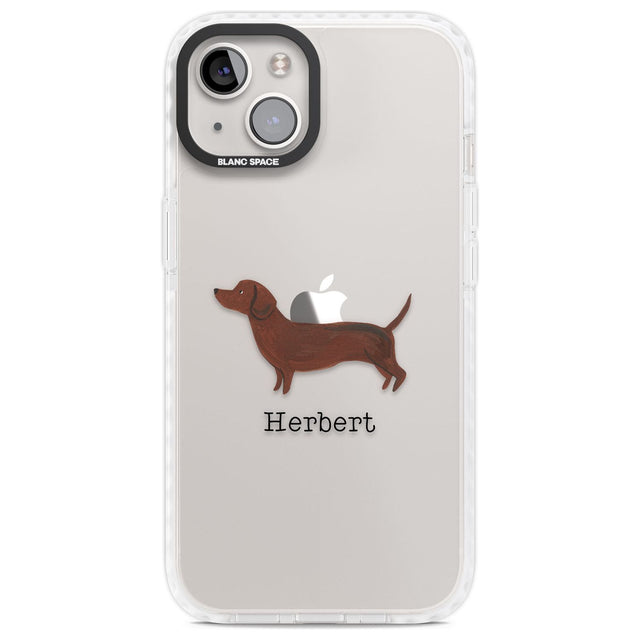 Personalised Hand Painted Sausage Dog Custom Phone Case iPhone 13 / Impact Case,iPhone 14 / Impact Case,iPhone 15 Plus / Impact Case,iPhone 15 / Impact Case Blanc Space