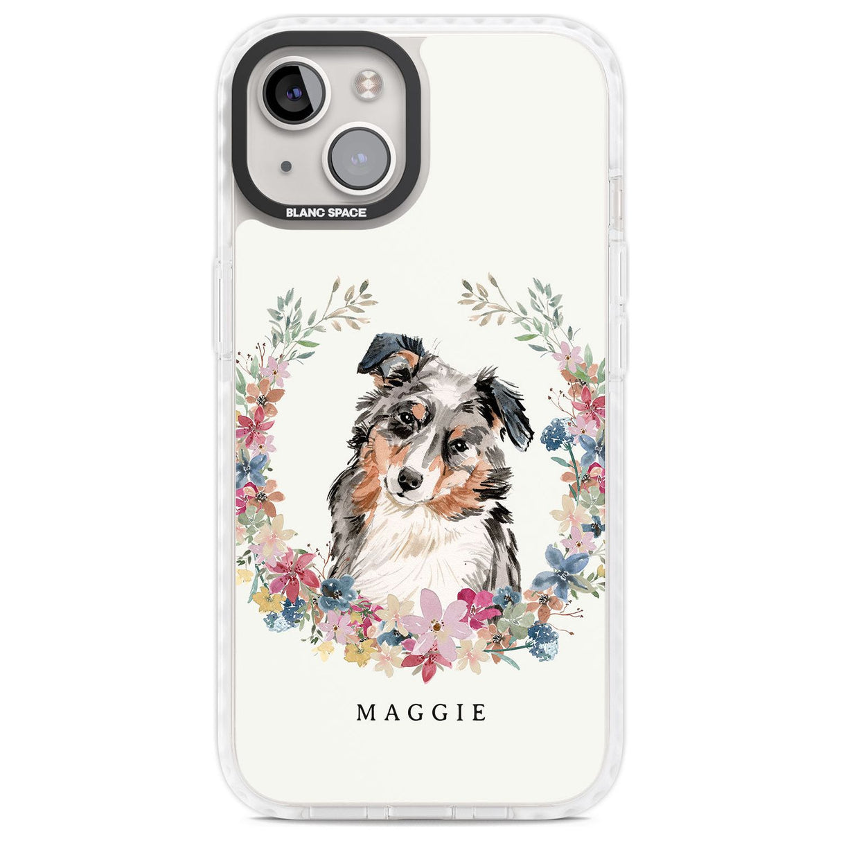 Personalised Australian Shepherd Watercolour Dog Portrait Custom Phone Case iPhone 13 / Impact Case,iPhone 14 / Impact Case,iPhone 15 Plus / Impact Case,iPhone 15 / Impact Case Blanc Space