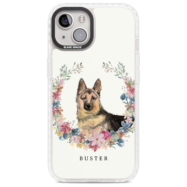 Personalised German Shepherd - Watercolour Dog Portrait Custom Phone Case iPhone 13 / Impact Case,iPhone 14 / Impact Case,iPhone 15 Plus / Impact Case,iPhone 15 / Impact Case Blanc Space