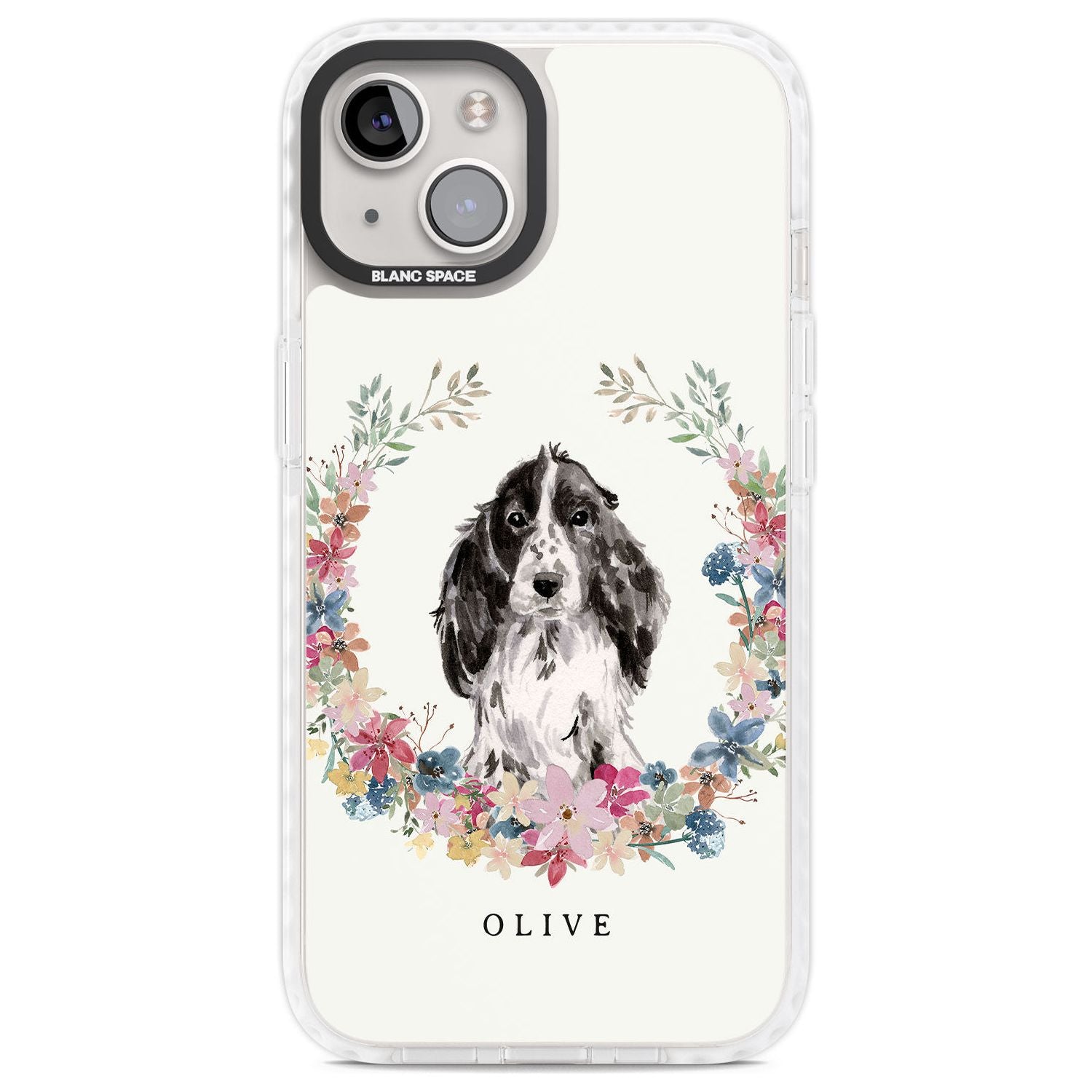 Personalised Black Cocker Spaniel - Watercolour Dog Portrait Custom Phone Case iPhone 13 / Impact Case,iPhone 14 / Impact Case,iPhone 15 Plus / Impact Case,iPhone 15 / Impact Case Blanc Space