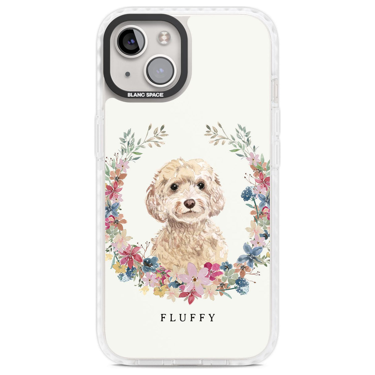 Personalised Champagne Cockapoo - Watercolour Dog Portrait Custom Phone Case iPhone 13 / Impact Case,iPhone 14 / Impact Case,iPhone 15 Plus / Impact Case,iPhone 15 / Impact Case Blanc Space