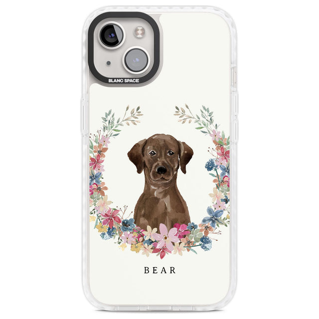 Personalised Chocolate Lab - Watercolour Dog Portrait Custom Phone Case iPhone 13 / Impact Case,iPhone 14 / Impact Case,iPhone 15 Plus / Impact Case,iPhone 15 / Impact Case Blanc Space