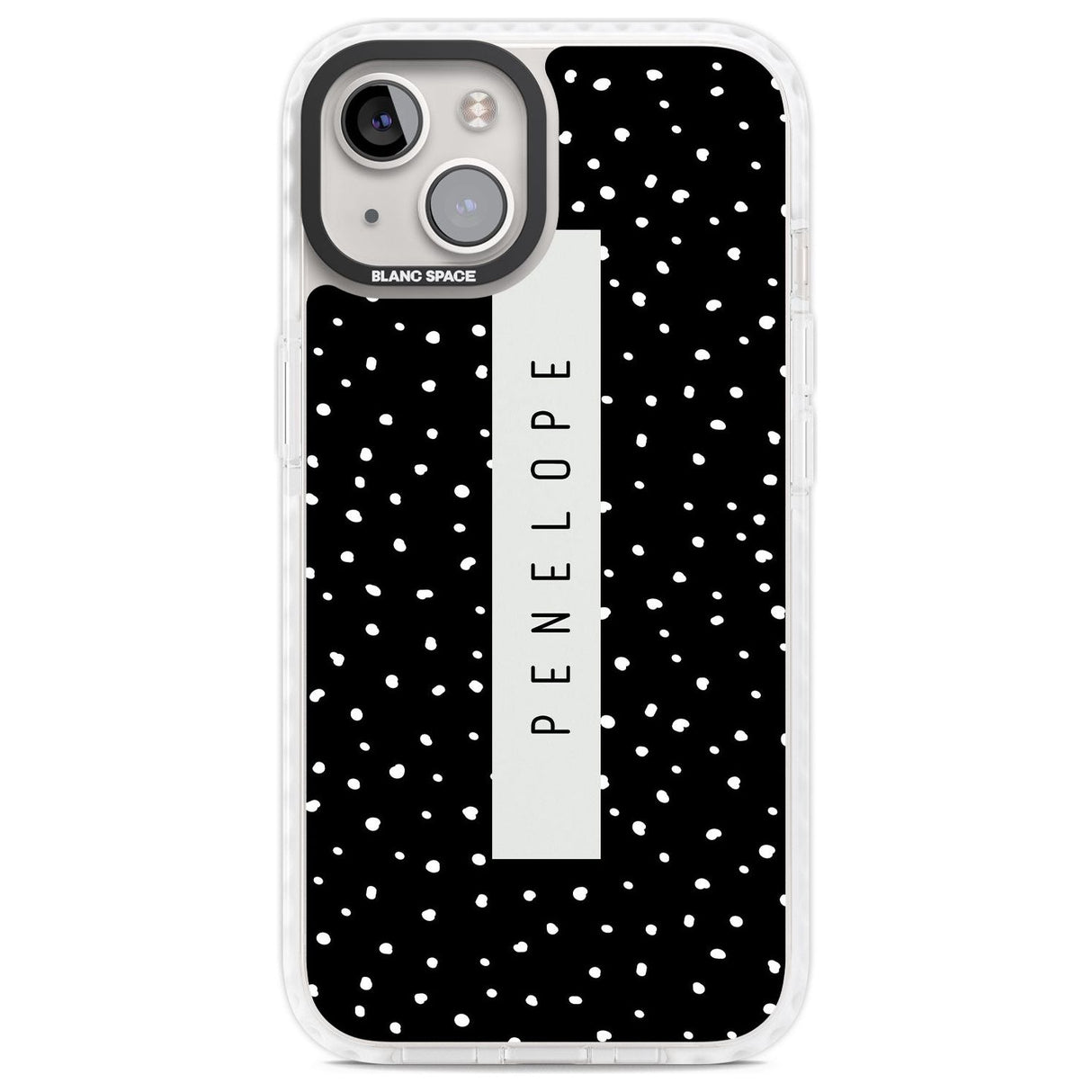 Personalised Black Dots Custom Phone Case iPhone 13 / Impact Case,iPhone 14 / Impact Case,iPhone 15 Plus / Impact Case,iPhone 15 / Impact Case Blanc Space