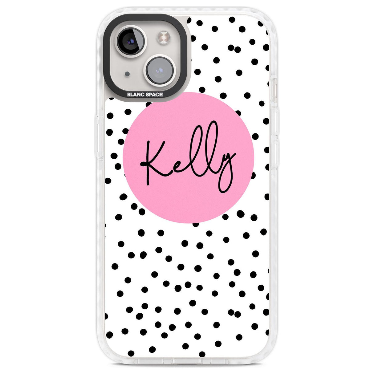 Personalised Pink Circle & Dots Custom Phone Case iPhone 13 / Impact Case,iPhone 14 / Impact Case,iPhone 15 Plus / Impact Case,iPhone 15 / Impact Case Blanc Space