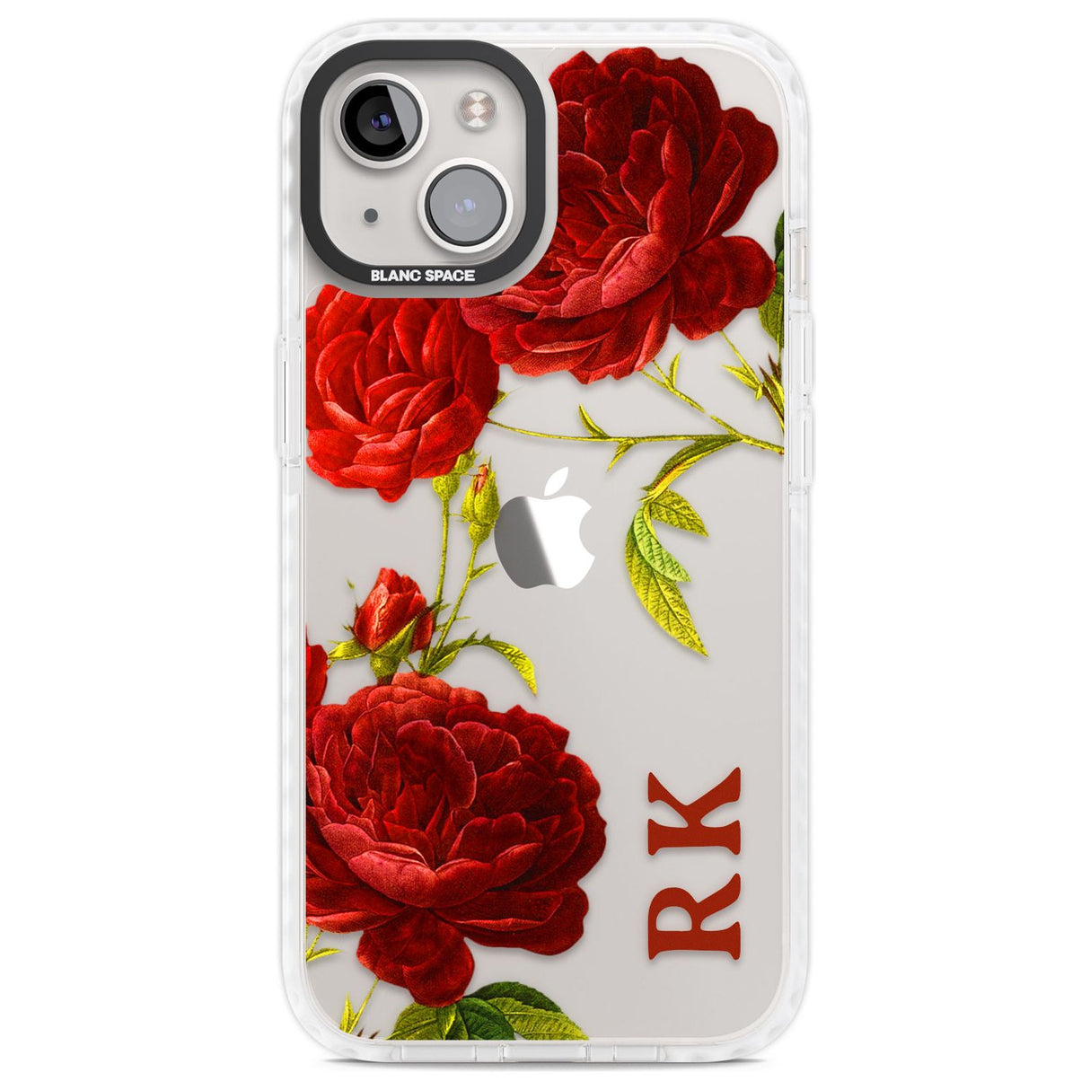 Personalised Clear Vintage Floral Red Roses Custom Phone Case iPhone 13 / Impact Case,iPhone 14 / Impact Case,iPhone 15 Plus / Impact Case,iPhone 15 / Impact Case Blanc Space