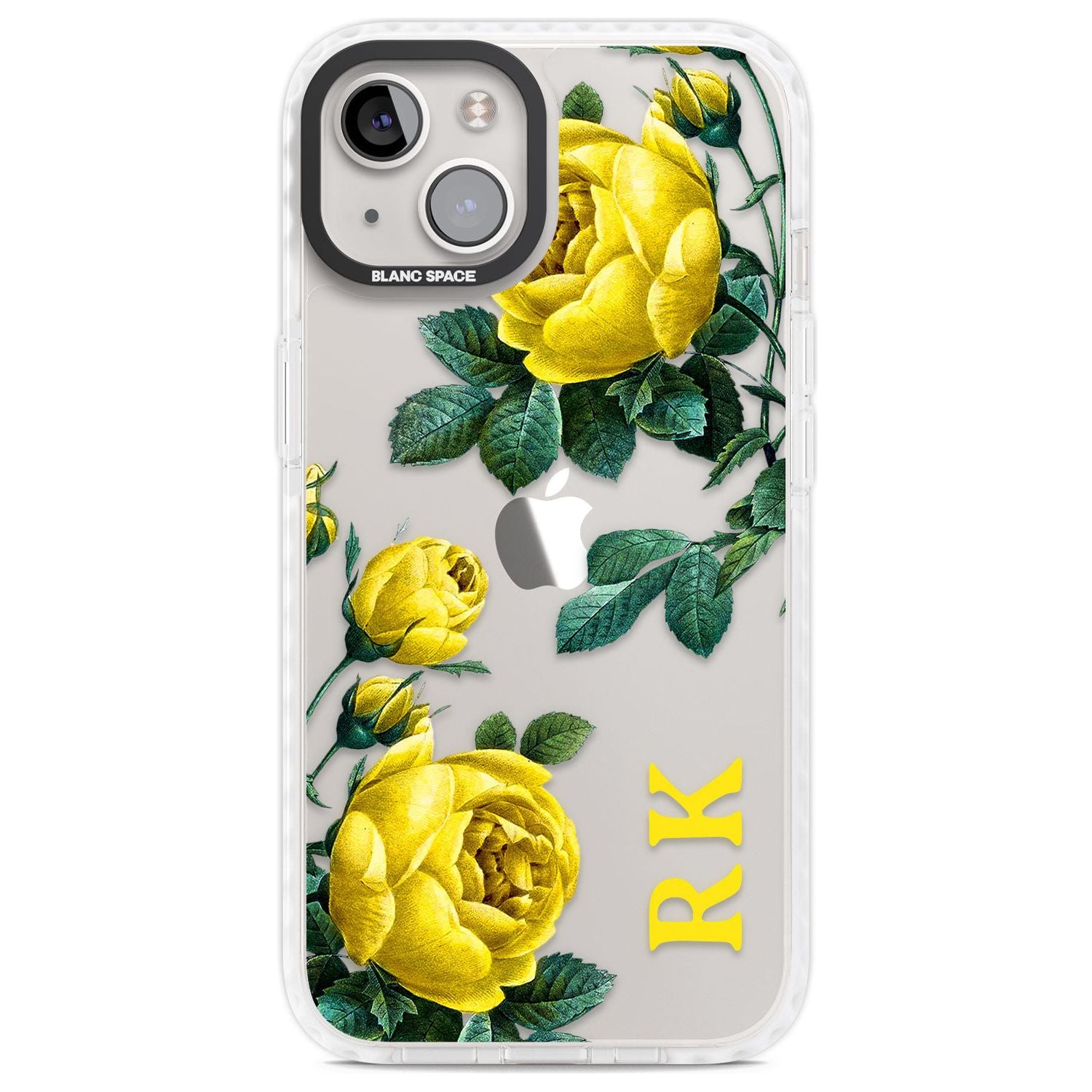 Personalised Clear Vintage Floral Yellow Roses