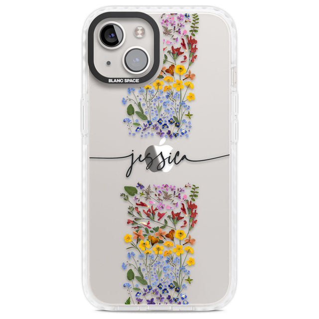 Personalised Wildflower Floral Stripe Personalised Custom Phone Case iPhone 13 / Impact Case,iPhone 14 / Impact Case,iPhone 15 Plus / Impact Case,iPhone 15 / Impact Case Blanc Space