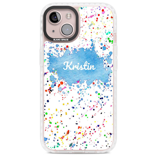Personalised Rainbow Paint Splatter Custom Phone Case iPhone 13 / Impact Case,iPhone 14 / Impact Case,iPhone 15 Plus / Impact Case,iPhone 15 / Impact Case Blanc Space