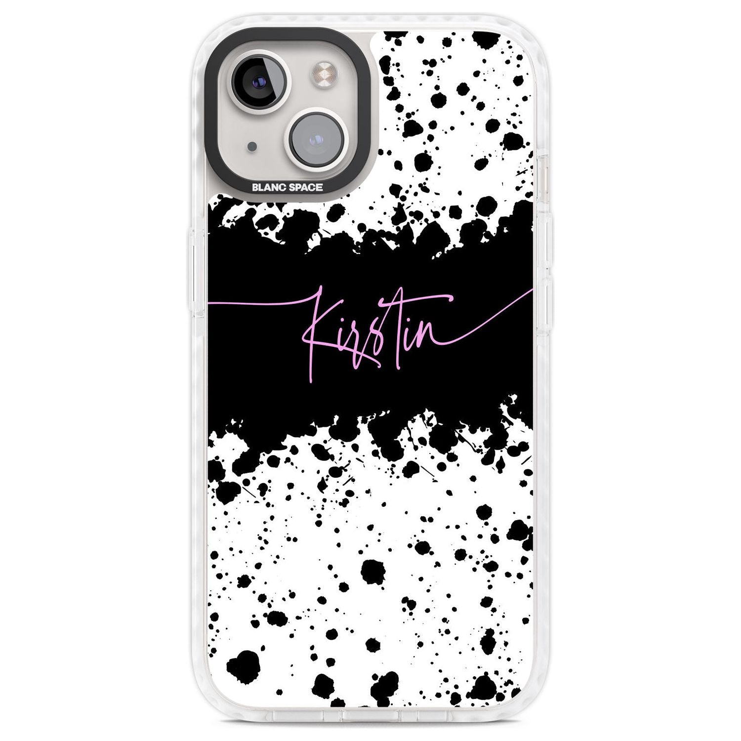 Personalised Black & White Paint Splatters Custom Phone Case iPhone 13 / Impact Case,iPhone 14 / Impact Case,iPhone 15 Plus / Impact Case,iPhone 15 / Impact Case Blanc Space