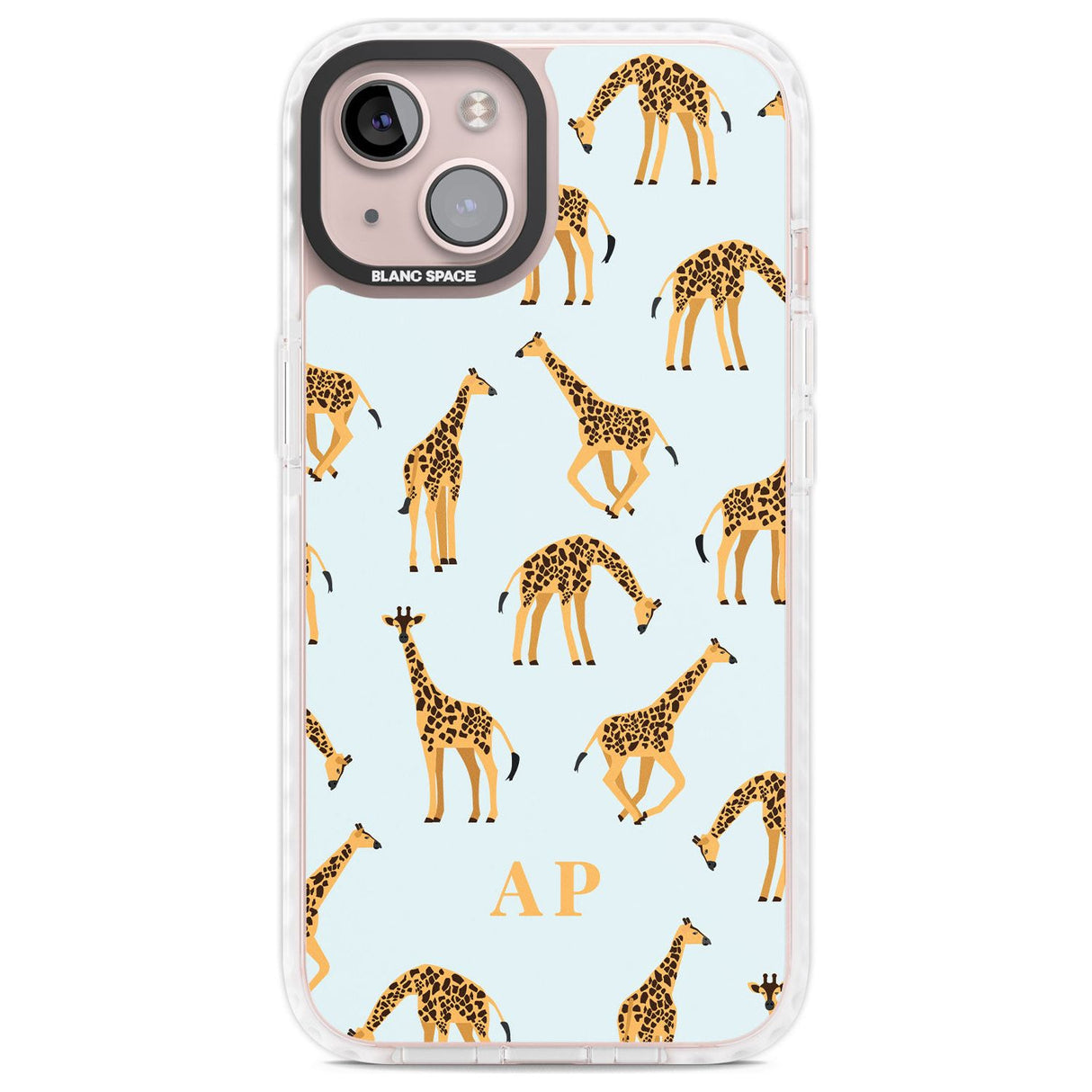 Personalised Safari Giraffe Pattern on Blue Custom Phone Case iPhone 13 / Impact Case,iPhone 14 / Impact Case,iPhone 15 Plus / Impact Case,iPhone 15 / Impact Case Blanc Space