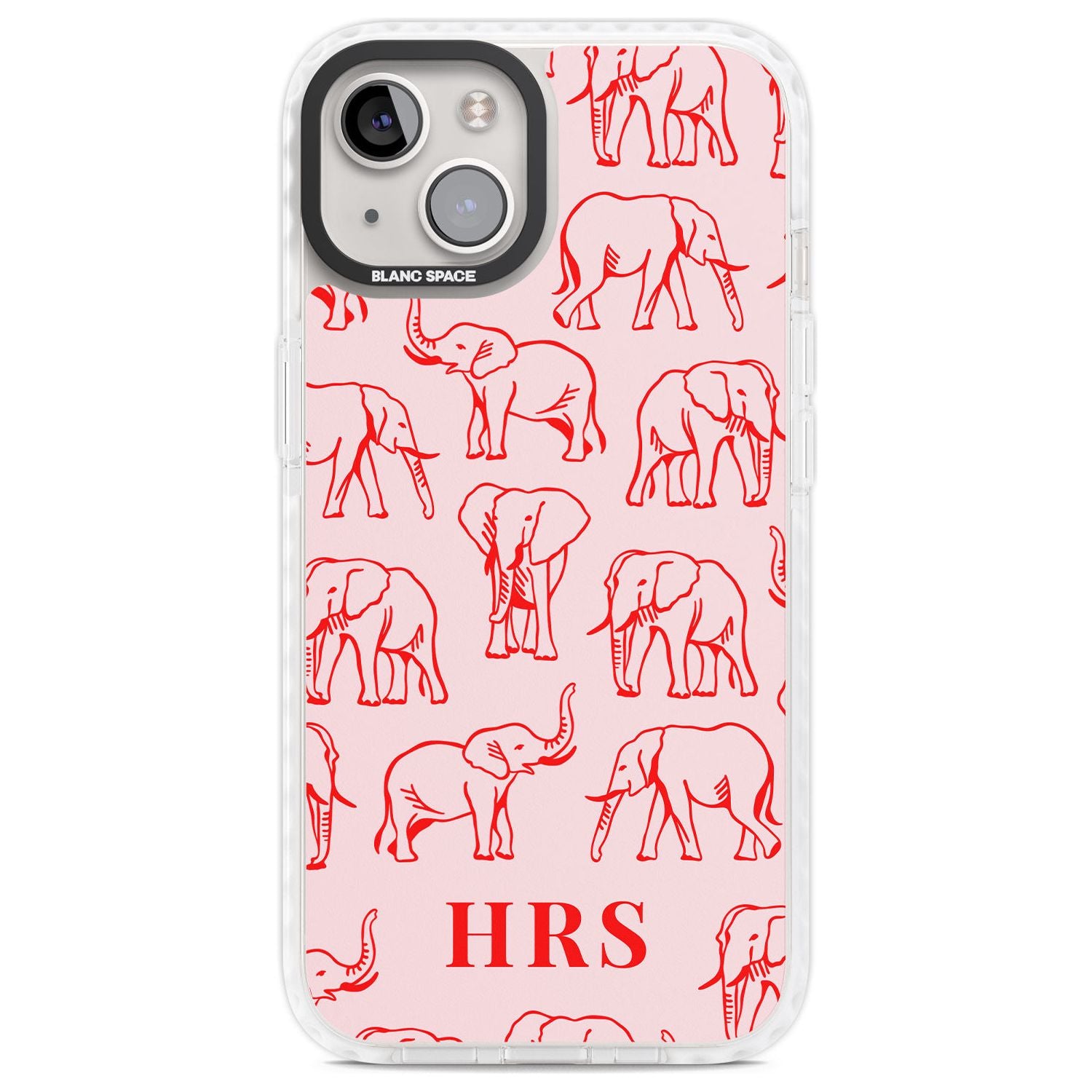 Personalised Red Elephant Outlines on Pink Custom Phone Case iPhone 13 / Impact Case,iPhone 14 / Impact Case,iPhone 15 Plus / Impact Case,iPhone 15 / Impact Case Blanc Space