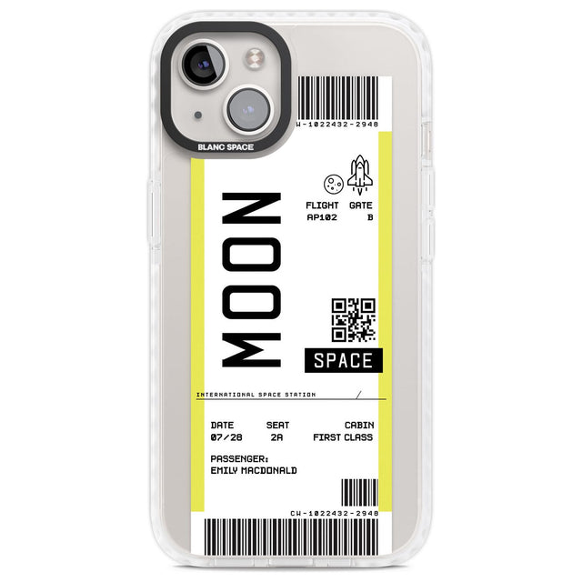 Personalised Moon Space Travel Ticket Custom Phone Case iPhone 13 / Impact Case,iPhone 14 / Impact Case,iPhone 15 Plus / Impact Case,iPhone 15 / Impact Case Blanc Space