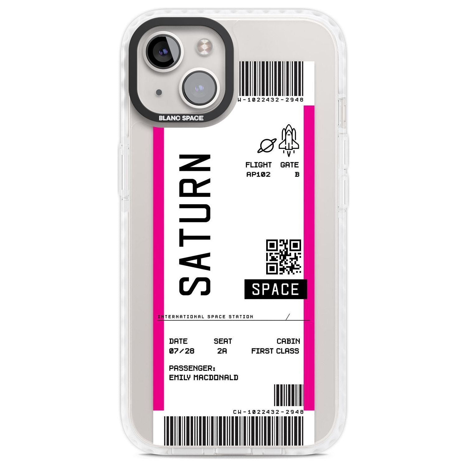 Personalised Saturn Space Travel Ticket Custom Phone Case iPhone 13 / Impact Case,iPhone 14 / Impact Case,iPhone 15 Plus / Impact Case,iPhone 15 / Impact Case Blanc Space