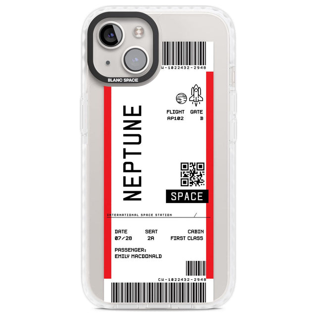 Personalised Neptune Space Travel Ticket Custom Phone Case iPhone 13 / Impact Case,iPhone 14 / Impact Case,iPhone 15 Plus / Impact Case,iPhone 15 / Impact Case Blanc Space