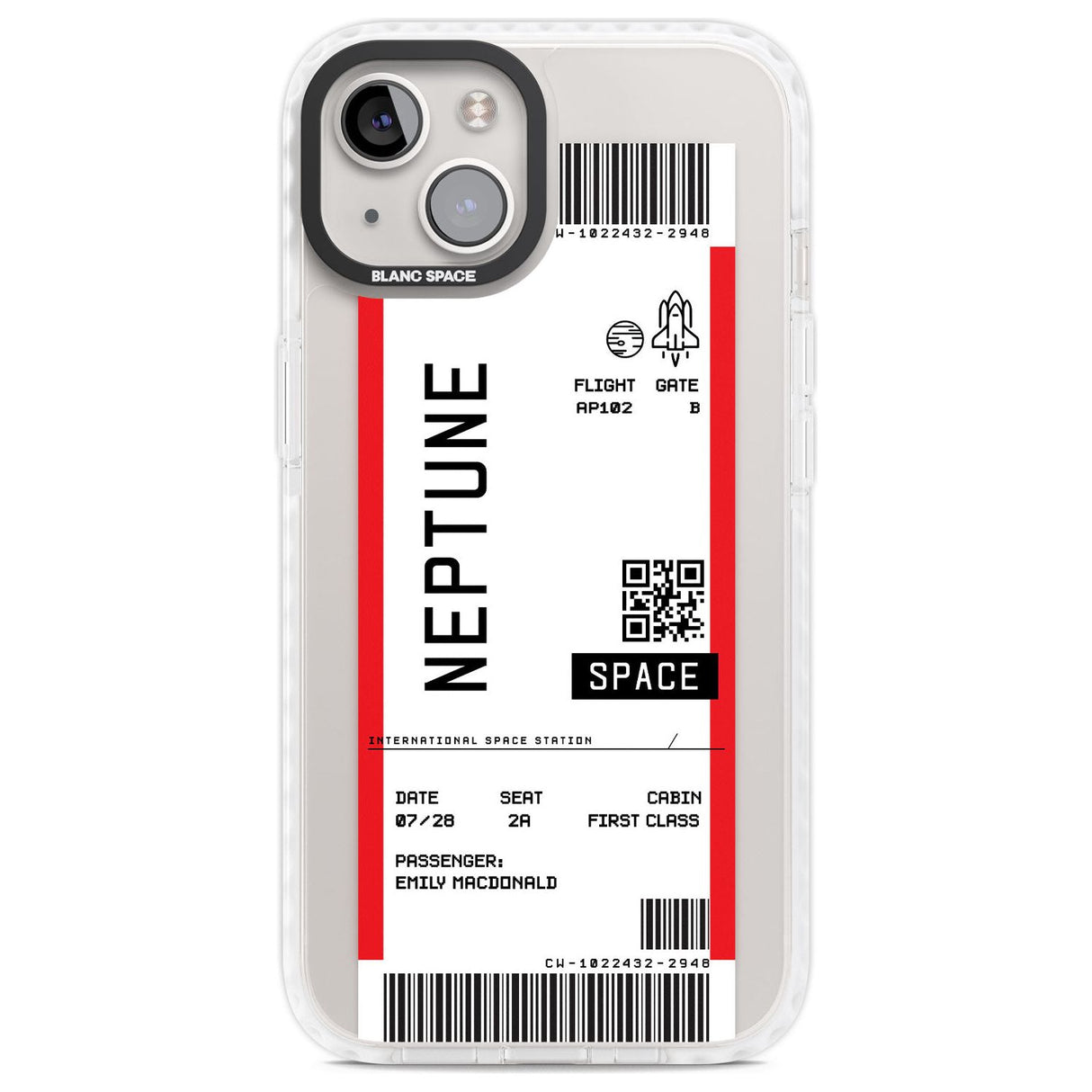 Personalised Neptune Space Travel Ticket Custom Phone Case iPhone 13 / Impact Case,iPhone 14 / Impact Case,iPhone 15 Plus / Impact Case,iPhone 15 / Impact Case Blanc Space