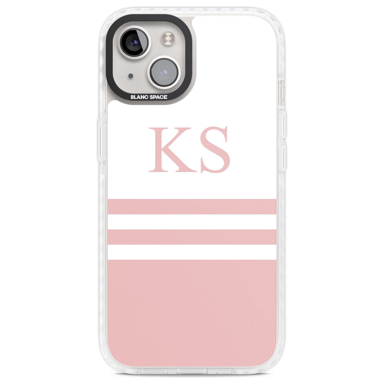 Personalised Minimal Pink Stripes & Initials Custom Phone Case iPhone 13 / Impact Case,iPhone 14 / Impact Case,iPhone 15 Plus / Impact Case,iPhone 15 / Impact Case Blanc Space