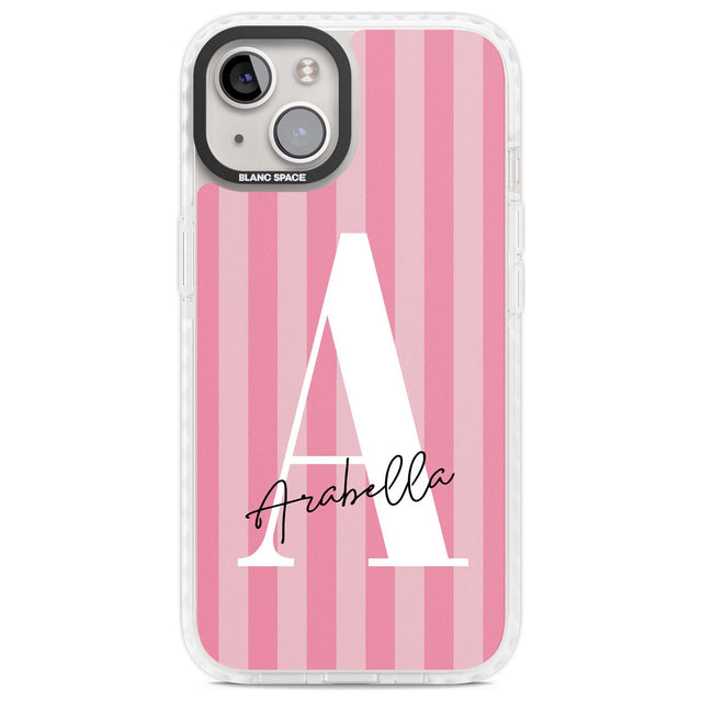 Personalised Pink on Pink Stripes Custom Phone Case iPhone 13 / Impact Case,iPhone 14 / Impact Case,iPhone 15 Plus / Impact Case,iPhone 15 / Impact Case Blanc Space