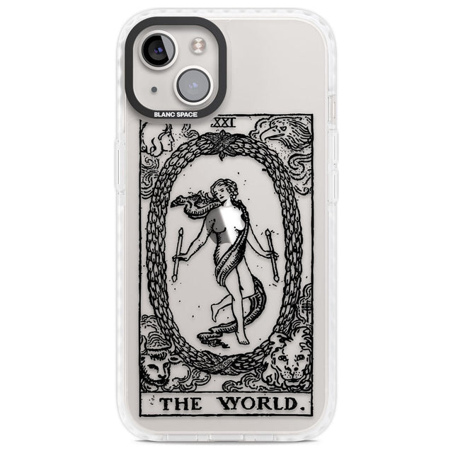 Personalised The World Tarot Card - Transparent Custom Phone Case iPhone 13 / Impact Case,iPhone 14 / Impact Case,iPhone 15 Plus / Impact Case,iPhone 15 / Impact Case Blanc Space