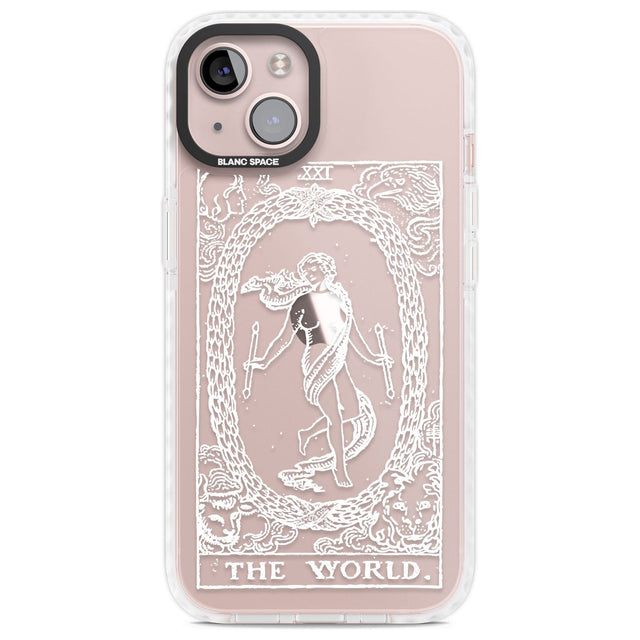 Personalised The World Tarot Card - White Transparent Custom Phone Case iPhone 13 / Impact Case,iPhone 14 / Impact Case,iPhone 15 Plus / Impact Case,iPhone 15 / Impact Case Blanc Space