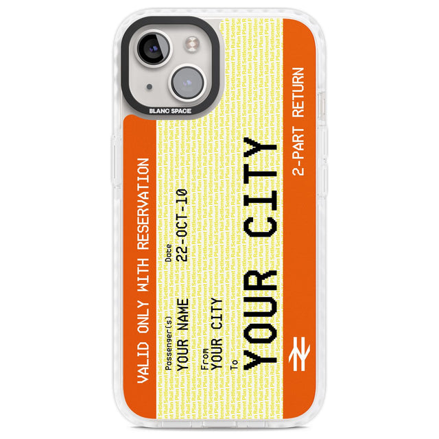 Personalised Create Your Own Train Ticket Custom Phone Case iPhone 13 / Impact Case,iPhone 14 / Impact Case,iPhone 15 Plus / Impact Case,iPhone 15 / Impact Case Blanc Space