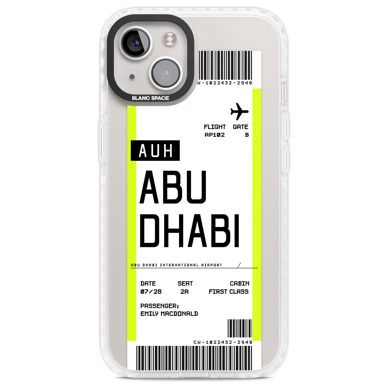 Personalised Abu Dhabi Boarding Pass Custom Phone Case iPhone 13 / Impact Case,iPhone 14 / Impact Case,iPhone 15 Plus / Impact Case,iPhone 15 / Impact Case Blanc Space