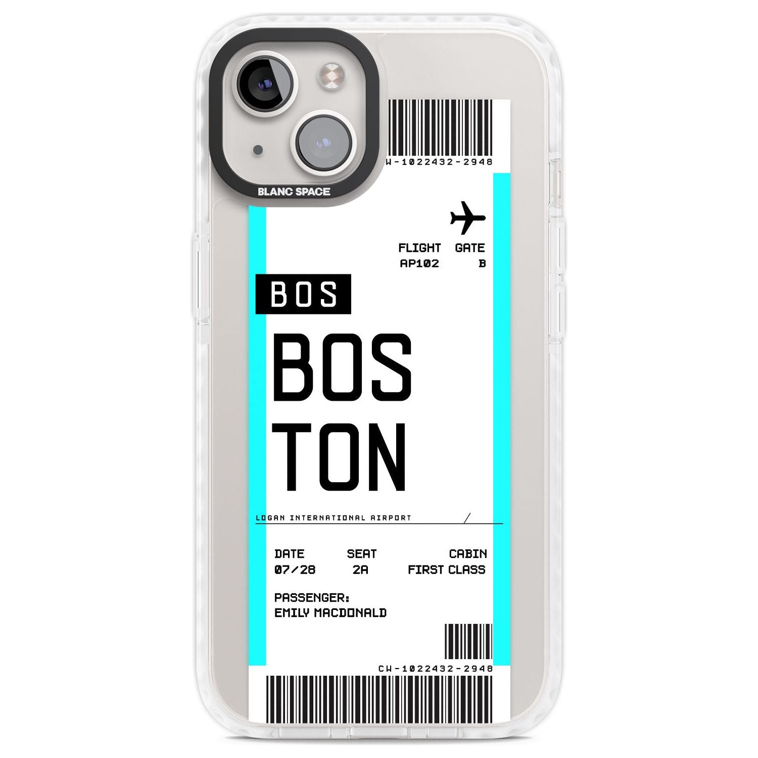 Personalised Boston Boarding Pass Custom Phone Case iPhone 13 / Impact Case,iPhone 14 / Impact Case,iPhone 15 Plus / Impact Case,iPhone 15 / Impact Case Blanc Space