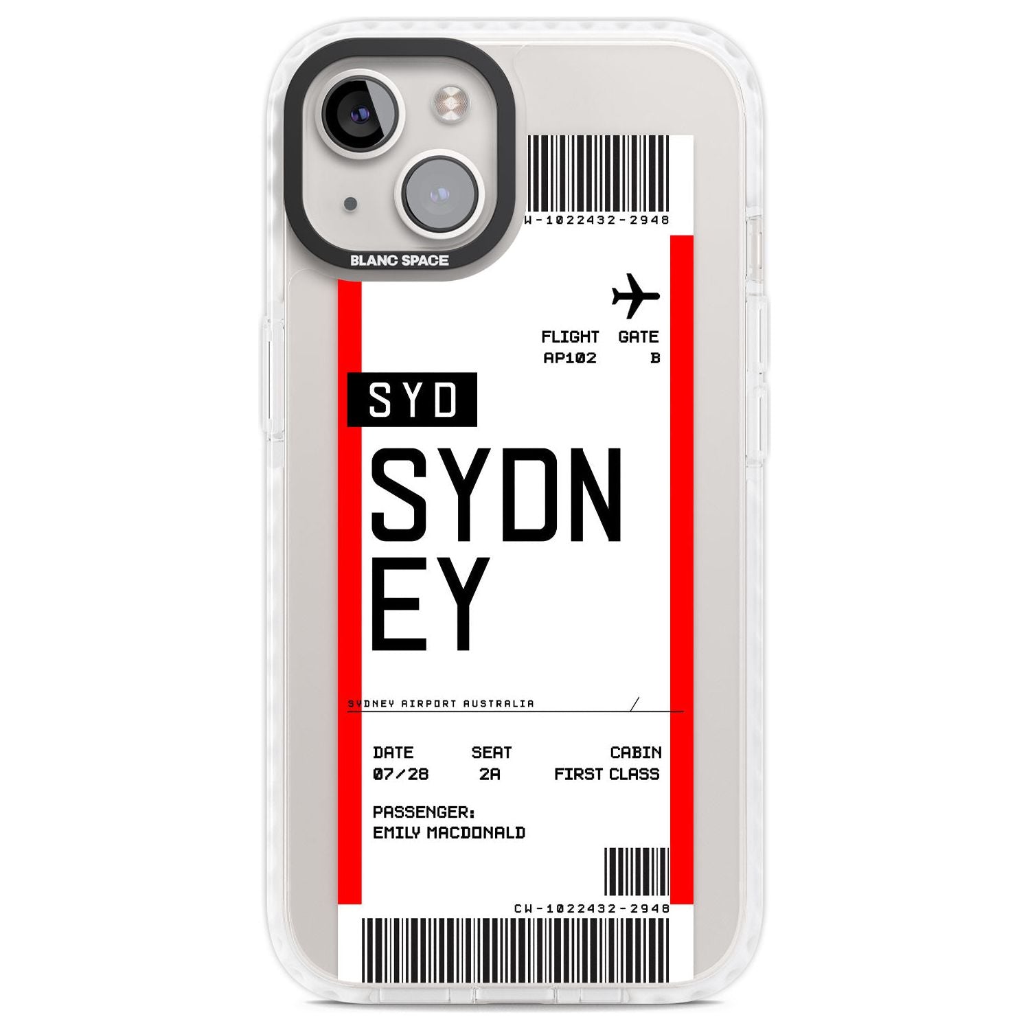 Personalised Sydney Boarding Pass Custom Phone Case iPhone 13 / Impact Case,iPhone 14 / Impact Case,iPhone 15 Plus / Impact Case,iPhone 15 / Impact Case Blanc Space