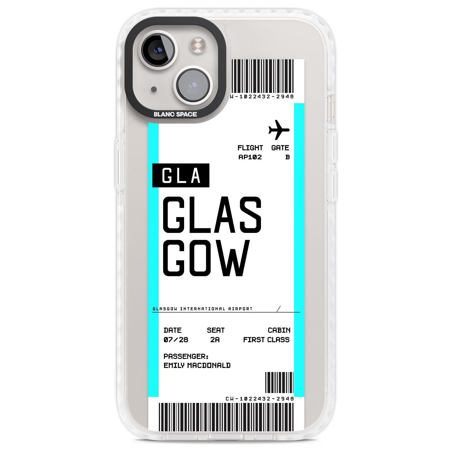 Personalised Glasgow Boarding Pass Custom Phone Case iPhone 13 / Impact Case,iPhone 14 / Impact Case,iPhone 15 Plus / Impact Case,iPhone 15 / Impact Case Blanc Space