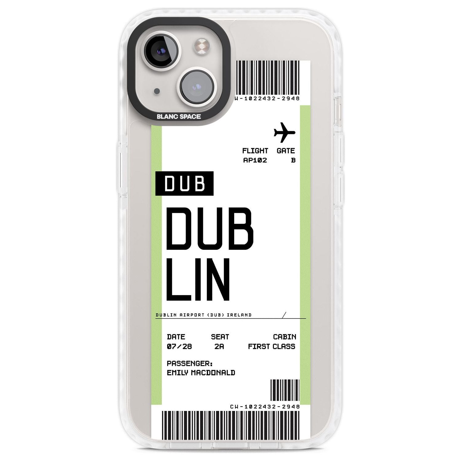 Personalised Dublin Boarding Pass Custom Phone Case iPhone 13 / Impact Case,iPhone 14 / Impact Case,iPhone 15 Plus / Impact Case,iPhone 15 / Impact Case Blanc Space