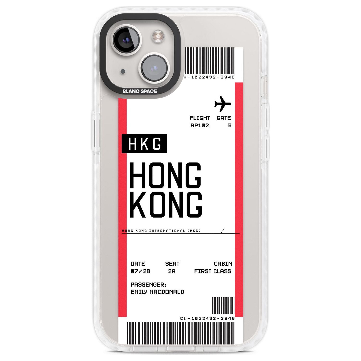 Personalised Hong Kong Boarding Pass Custom Phone Case iPhone 13 / Impact Case,iPhone 14 / Impact Case,iPhone 15 Plus / Impact Case,iPhone 15 / Impact Case Blanc Space