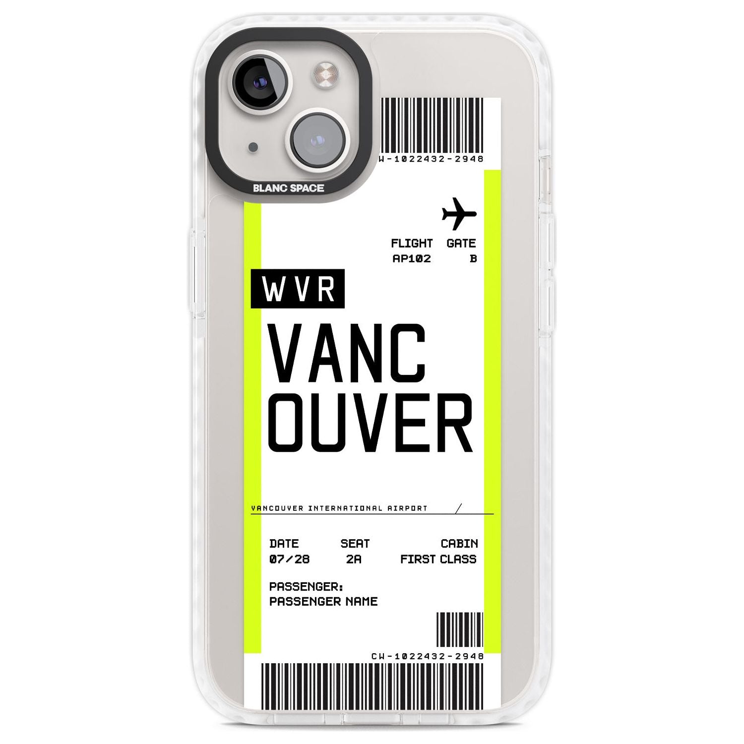 Personalised Vancouver Boarding Pass Custom Phone Case iPhone 13 / Impact Case,iPhone 14 / Impact Case,iPhone 15 Plus / Impact Case,iPhone 15 / Impact Case Blanc Space