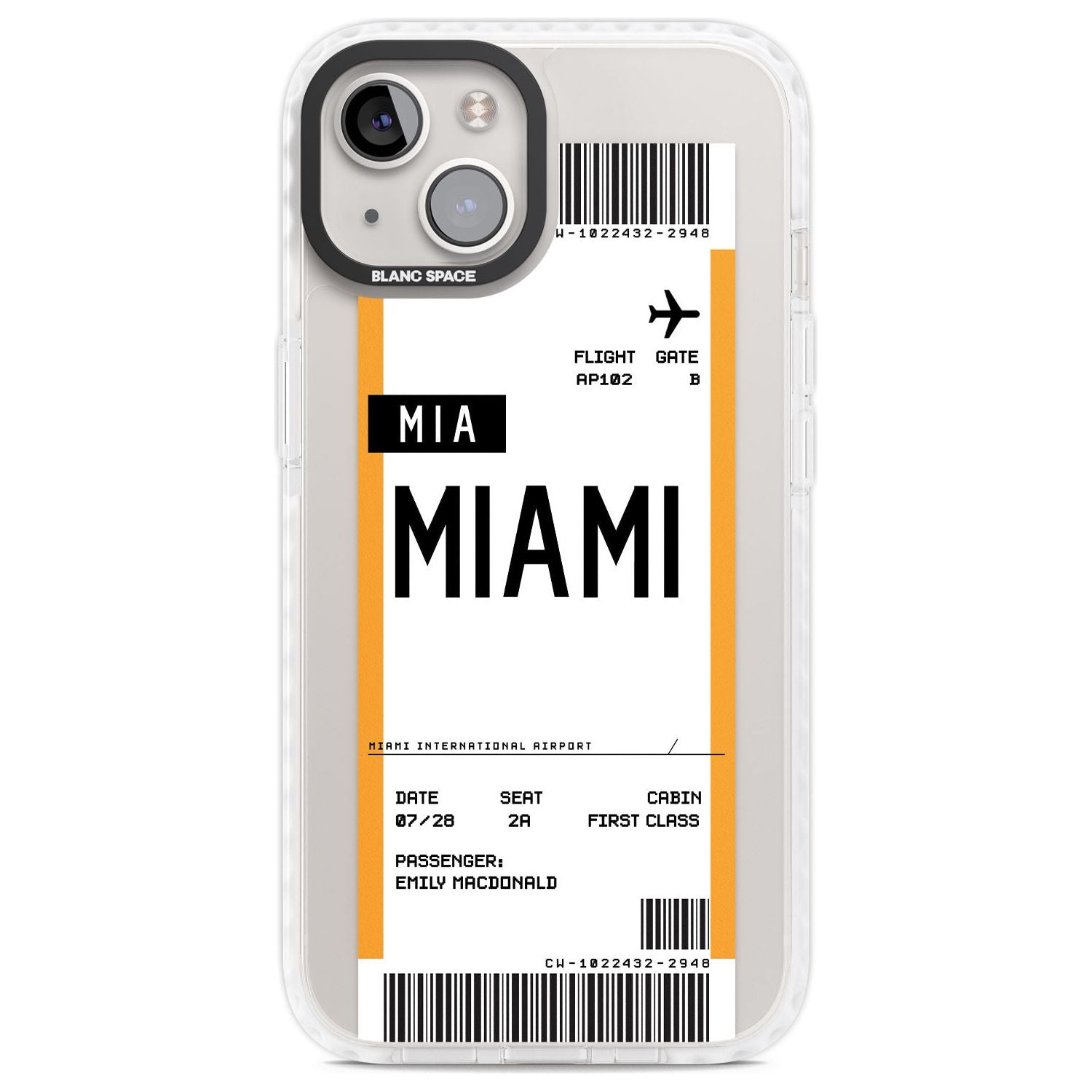 Personalised Miami Boarding Pass Custom Phone Case iPhone 13 / Impact Case,iPhone 14 / Impact Case,iPhone 15 Plus / Impact Case,iPhone 15 / Impact Case Blanc Space
