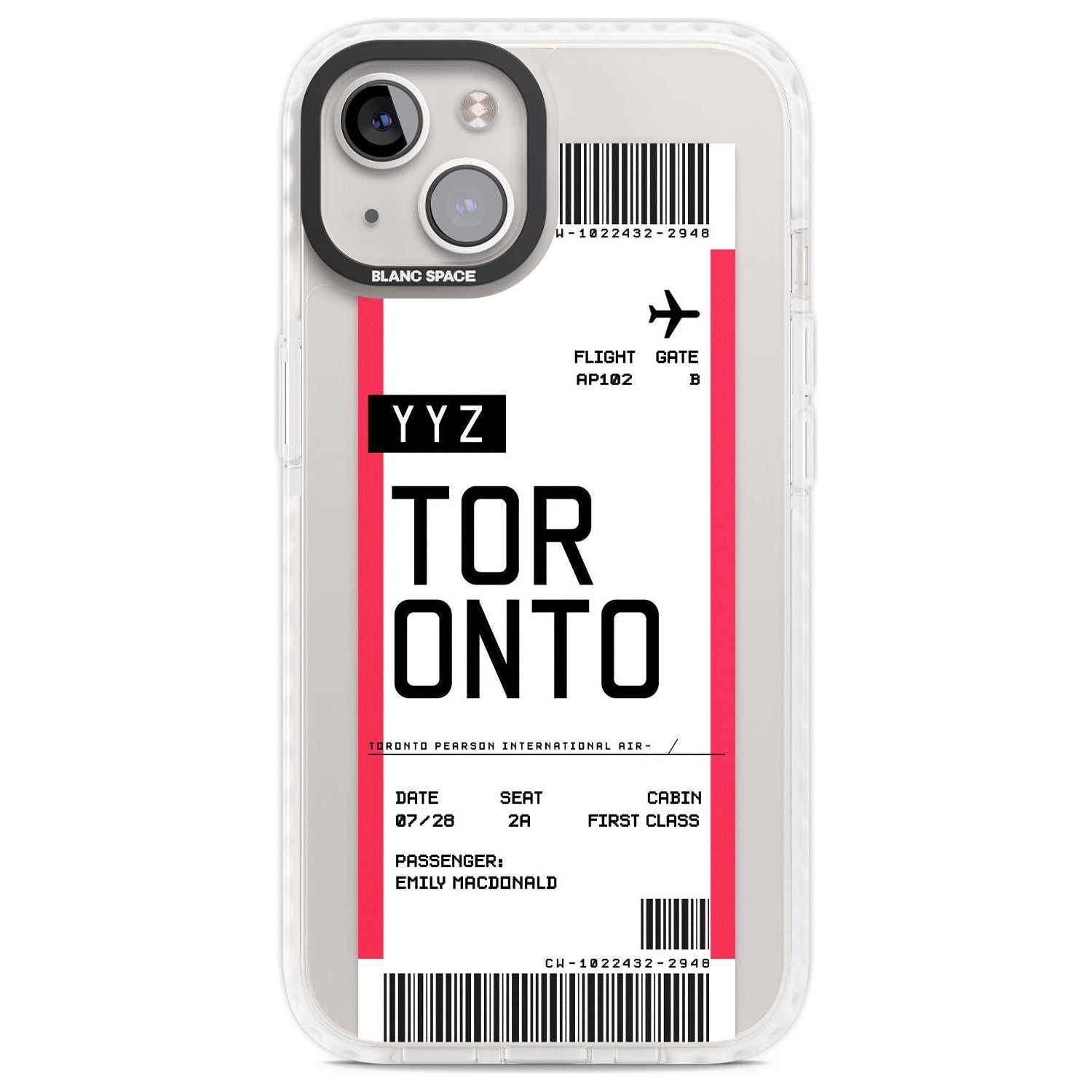 Personalised Toronto Boarding Pass Custom Phone Case iPhone 13 / Impact Case,iPhone 14 / Impact Case,iPhone 15 Plus / Impact Case,iPhone 15 / Impact Case Blanc Space