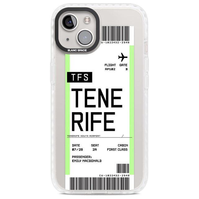 Personalised Tenerife Boarding Pass Custom Phone Case iPhone 13 / Impact Case,iPhone 14 / Impact Case,iPhone 15 Plus / Impact Case,iPhone 15 / Impact Case Blanc Space