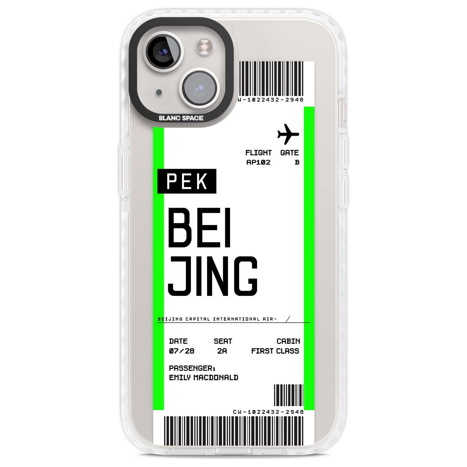 Personalised Beijing Boarding Pass Custom Phone Case iPhone 13 / Impact Case,iPhone 14 / Impact Case,iPhone 15 Plus / Impact Case,iPhone 15 / Impact Case Blanc Space