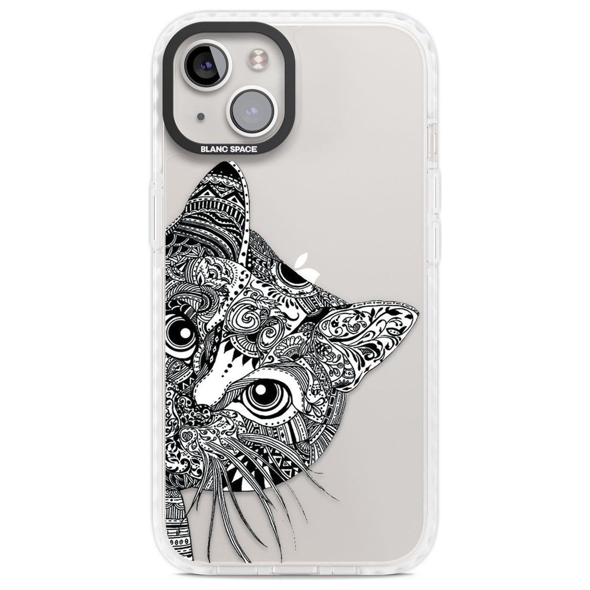 Henna Cat Phone Case iPhone 13 / Impact Case,iPhone 14 / Impact Case,iPhone 15 / Impact Case,iPhone 15 Plus / Impact Case Blanc Space