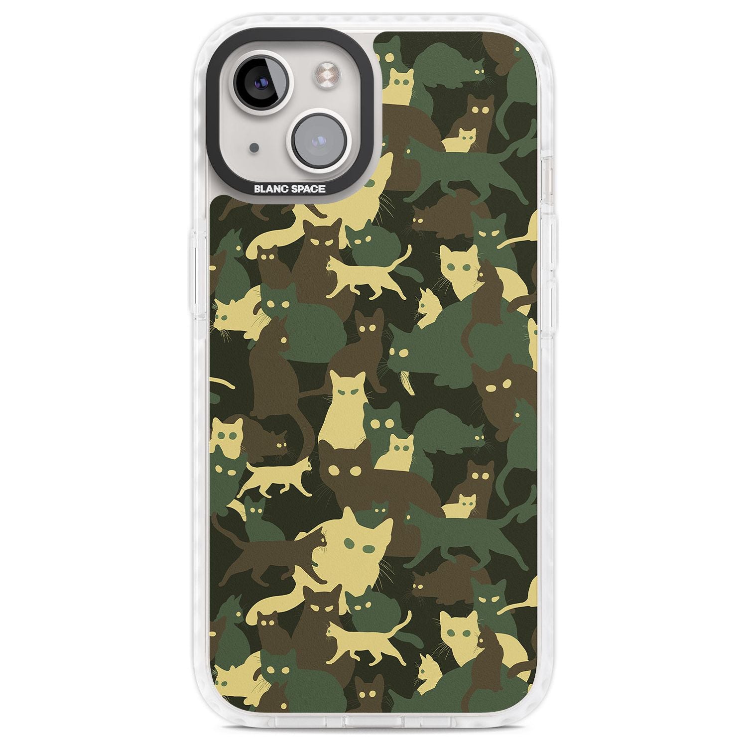 Forest Green Cat Camouflage Pattern Phone Case iPhone 13 / Impact Case,iPhone 14 / Impact Case,iPhone 15 Plus / Impact Case,iPhone 15 / Impact Case Blanc Space