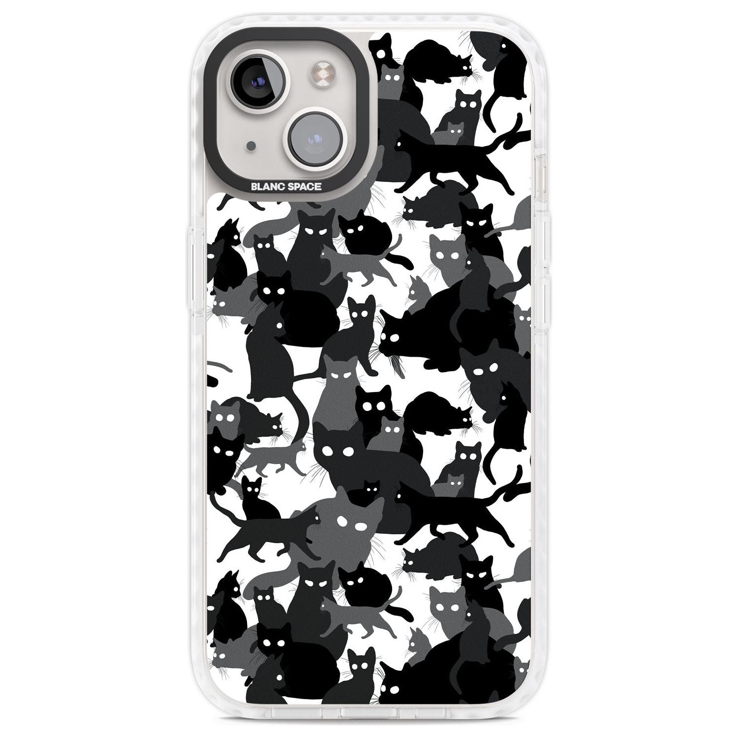 Black & White Cat Camouflage Phone Case iPhone 13 / Impact Case,iPhone 14 / Impact Case,iPhone 15 Plus / Impact Case,iPhone 15 / Impact Case Blanc Space