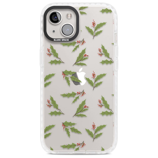 Christmas Holly Pattern Phone Case iPhone 13 / Impact Case,iPhone 14 / Impact Case,iPhone 15 Plus / Impact Case,iPhone 15 / Impact Case Blanc Space