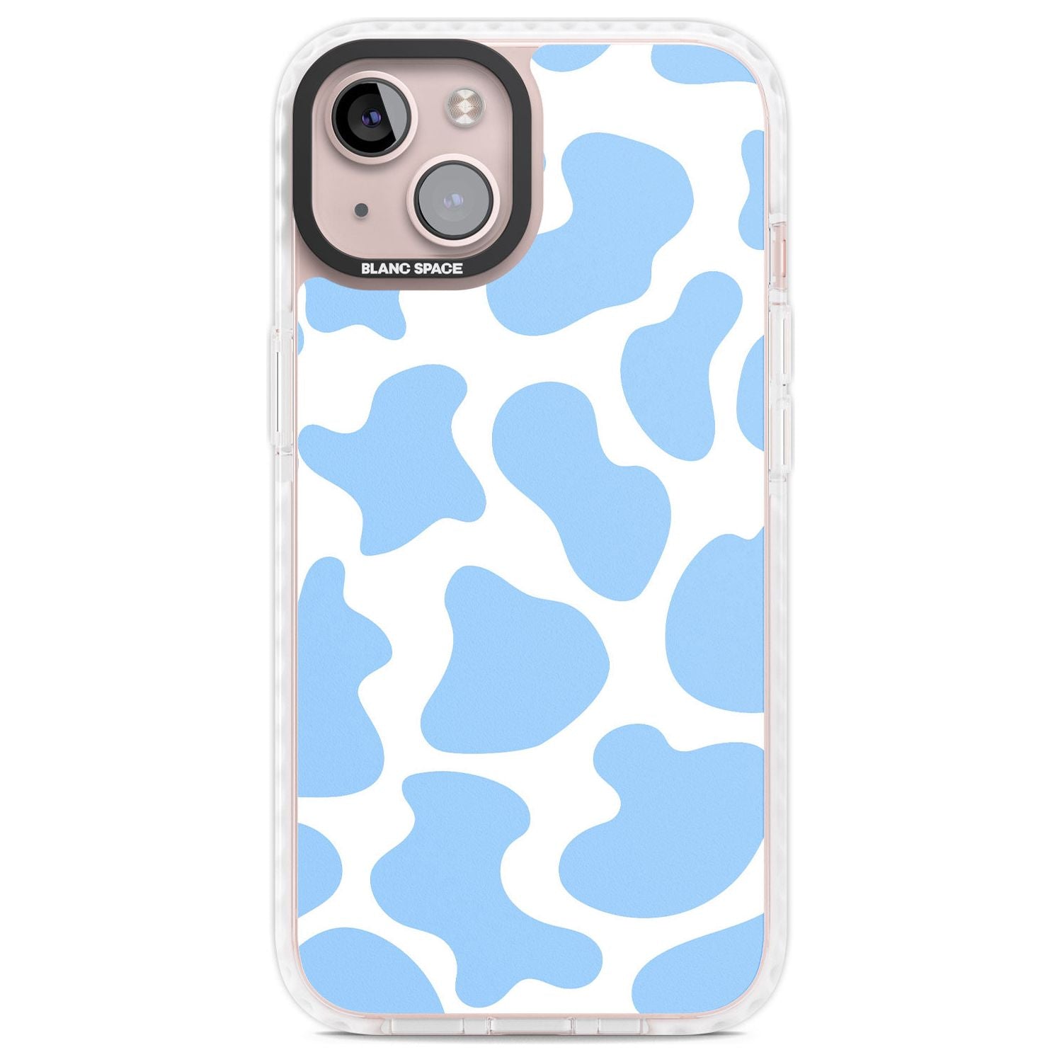 Blue and White Cow Print Phone Case iPhone 13 / Impact Case,iPhone 14 / Impact Case,iPhone 15 Plus / Impact Case,iPhone 15 / Impact Case Blanc Space