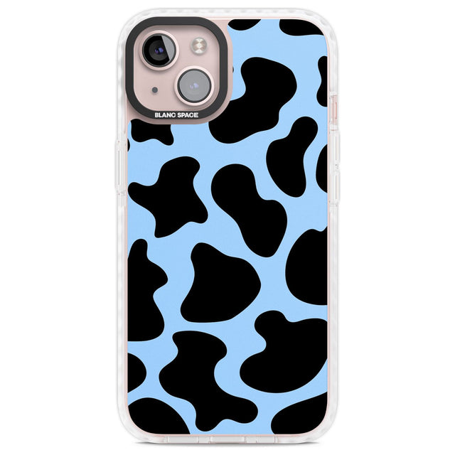 Blue and Black Cow Print Phone Case iPhone 13 / Impact Case,iPhone 14 / Impact Case,iPhone 15 Plus / Impact Case,iPhone 15 / Impact Case Blanc Space