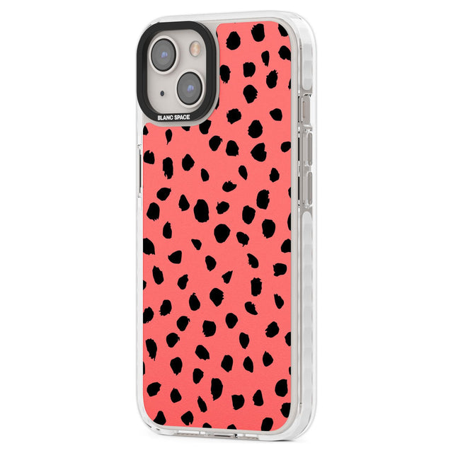 Black on Salmon Pink Dalmatian Polka Dot Spots Phone Case iPhone 15 Pro Max / Black Impact Case,iPhone 15 Plus / Black Impact Case,iPhone 15 Pro / Black Impact Case,iPhone 15 / Black Impact Case,iPhone 15 Pro Max / Impact Case,iPhone 15 Plus / Impact Case,iPhone 15 Pro / Impact Case,iPhone 15 / Impact Case,iPhone 15 Pro Max / Magsafe Black Impact Case,iPhone 15 Plus / Magsafe Black Impact Case,iPhone 15 Pro / Magsafe Black Impact Case,iPhone 15 / Magsafe Black Impact Case,iPhone 14 Pro Max / Black Impact Ca